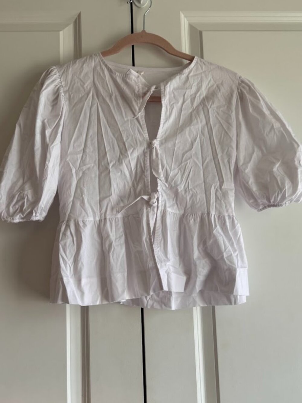 Tie Front White Blouse, Size small - brand new with tags